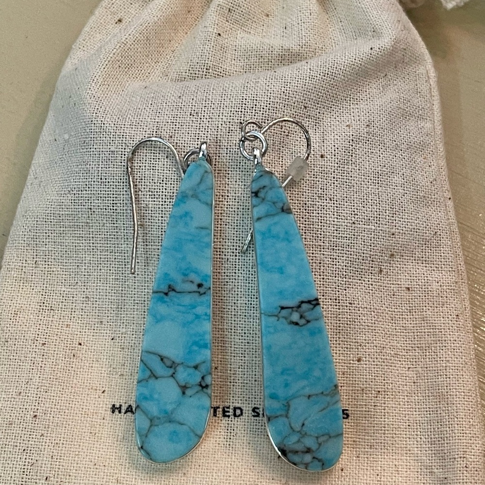 Robert Lee Morris Turquoise Blue Teardrop Stone Drop Earrings